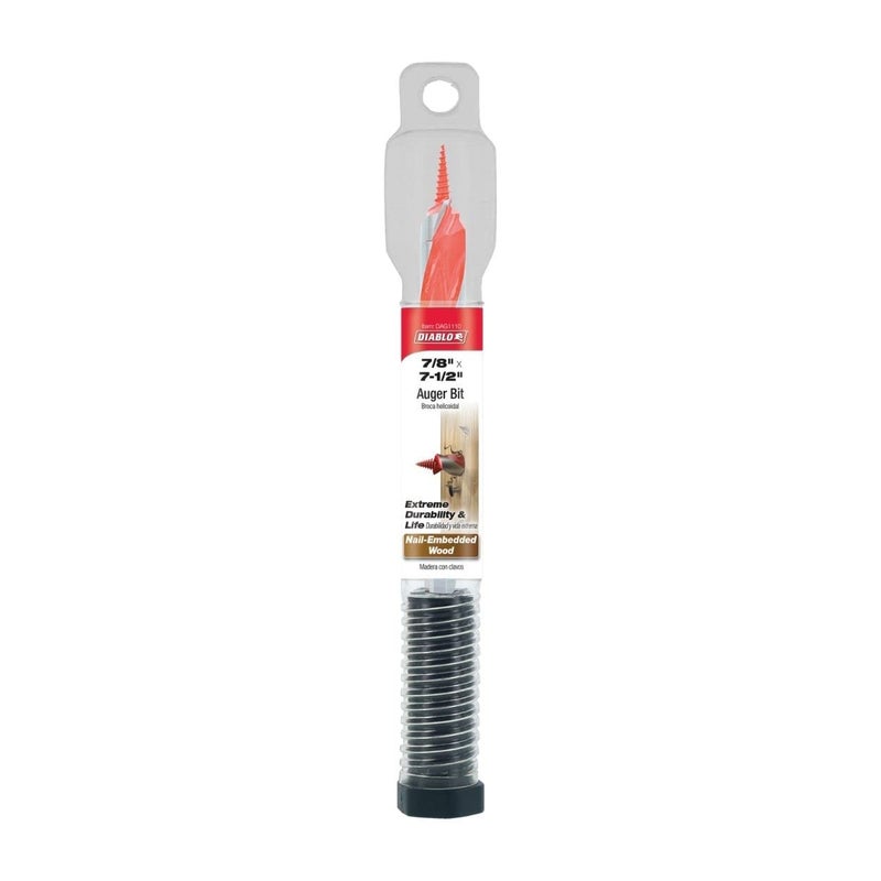 Diablo Auger Bit for Wood & Nail-Embedded Wood - 7/8" Length, Hex 7/16" Shank, 7-1/2" Length, 5-1/2" Work Length - DAG1110 - Image 2